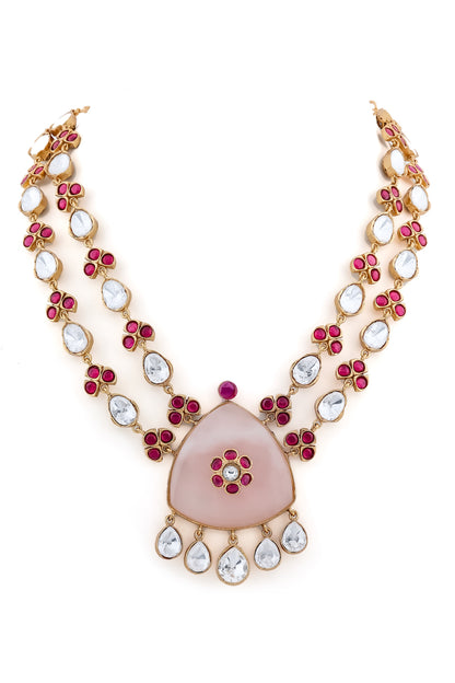 rose quarts kundan set