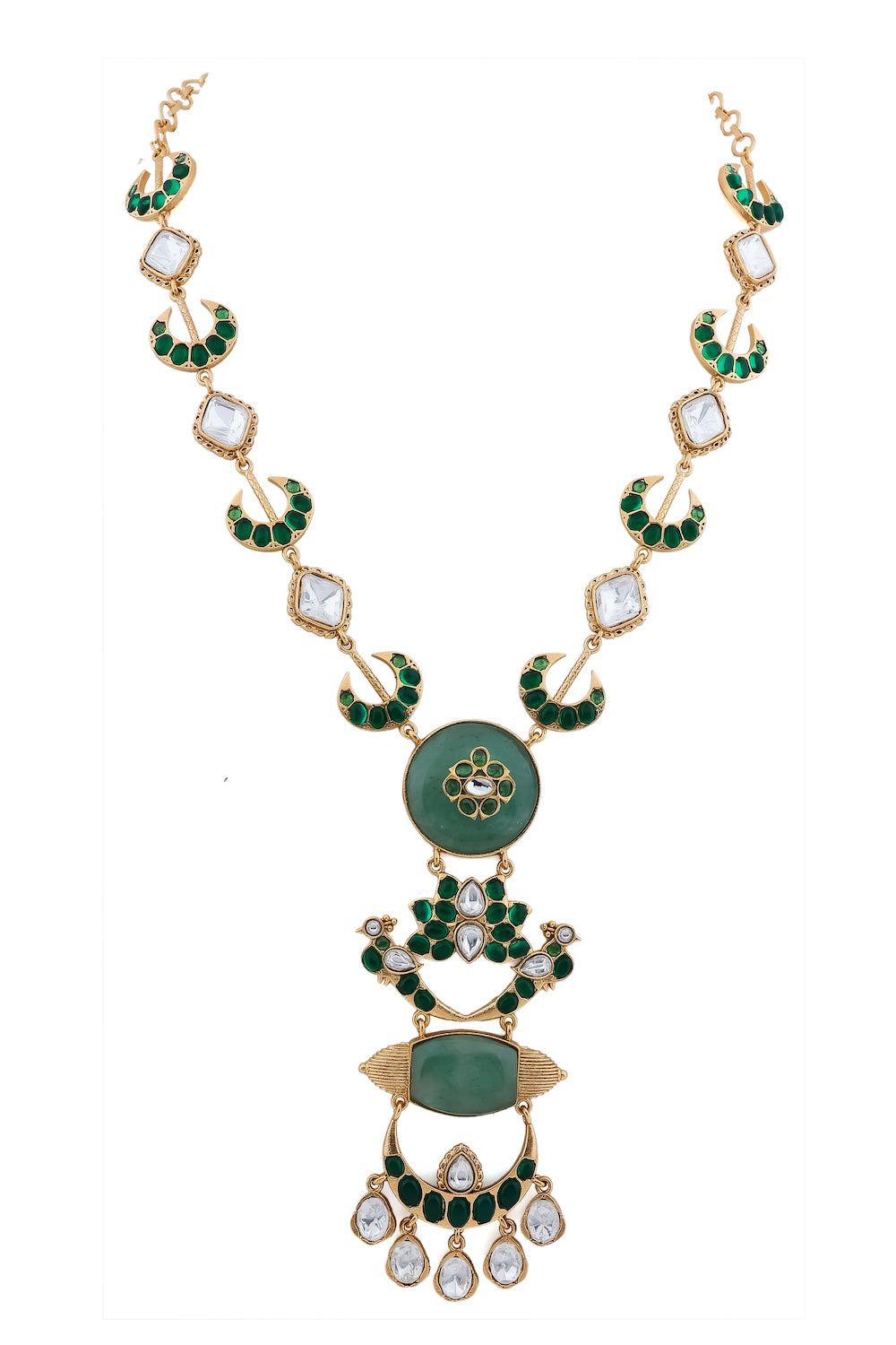 long kundan stone necklace