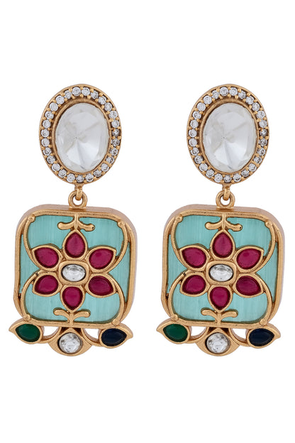 mint green kundan cz set