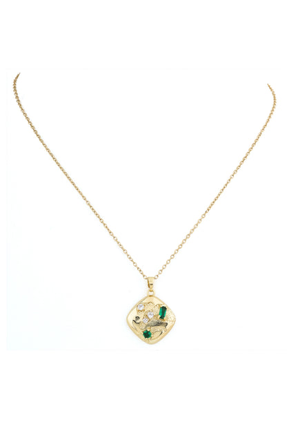 cz green anti tarnish necklace stainless steel