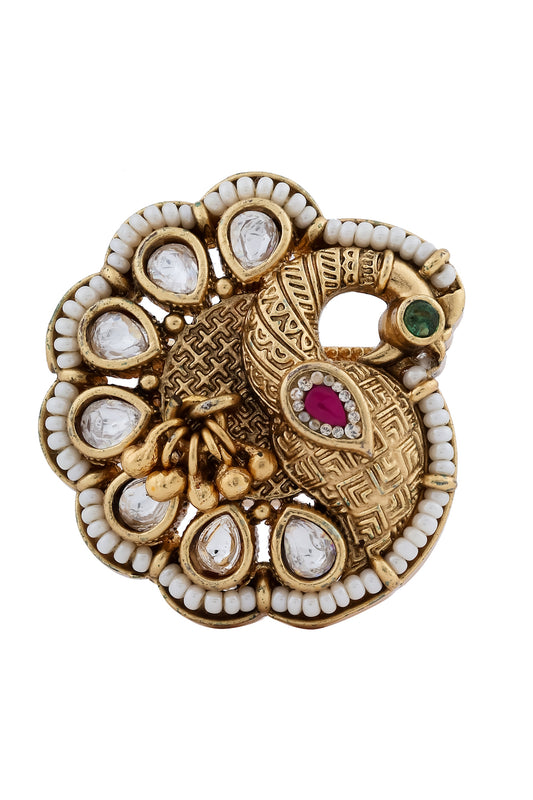 peacock antique gold finger ring