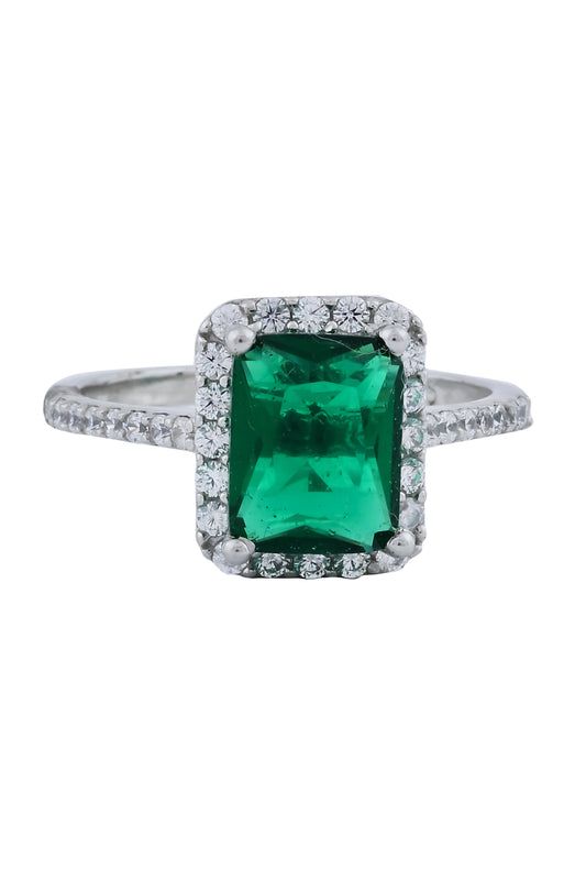 cubic zirconia green stone ring