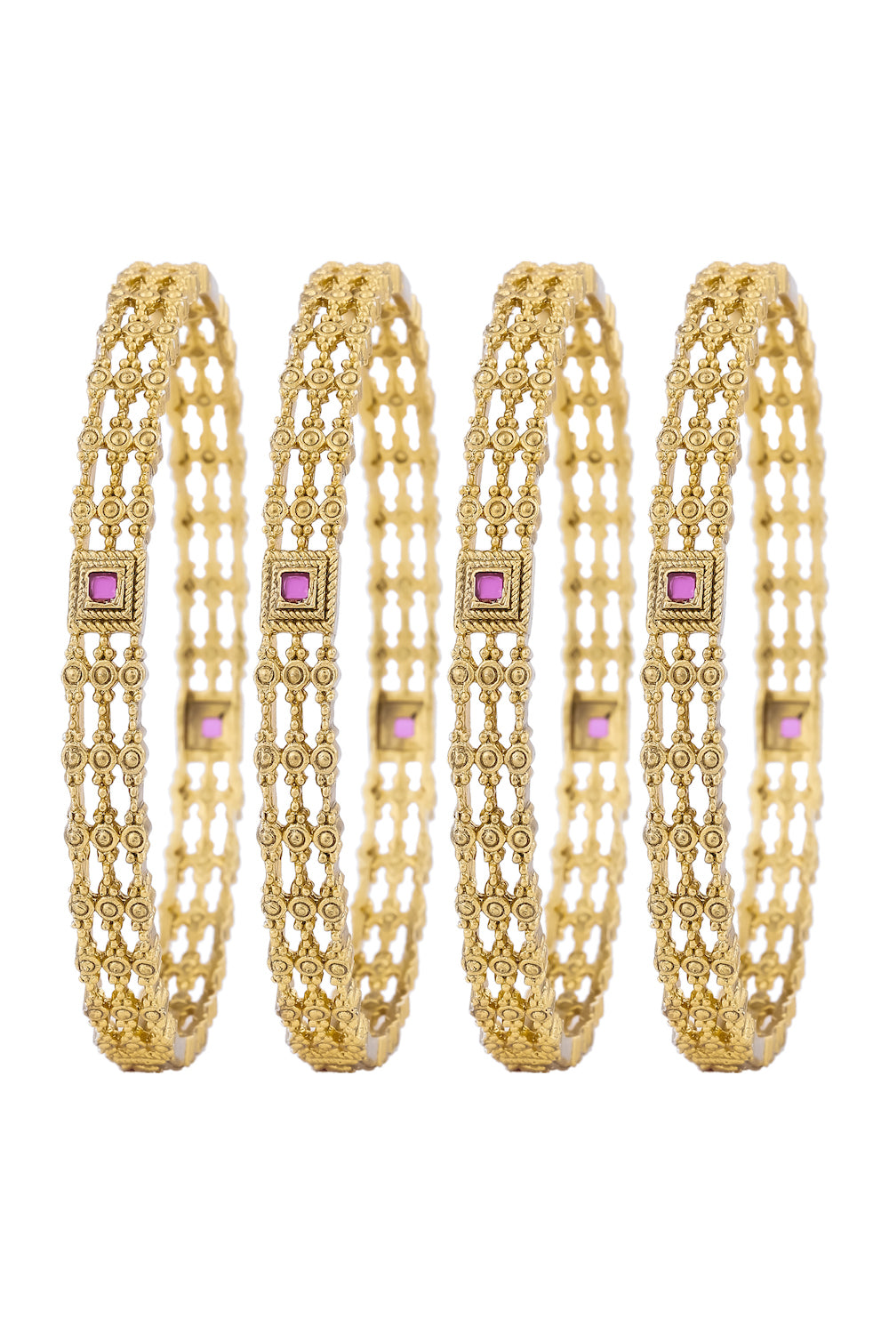 Temple kundan antique gold finish bangle set