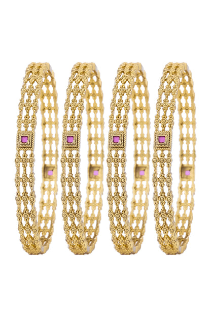 Temple kundan antique gold finish bangle set