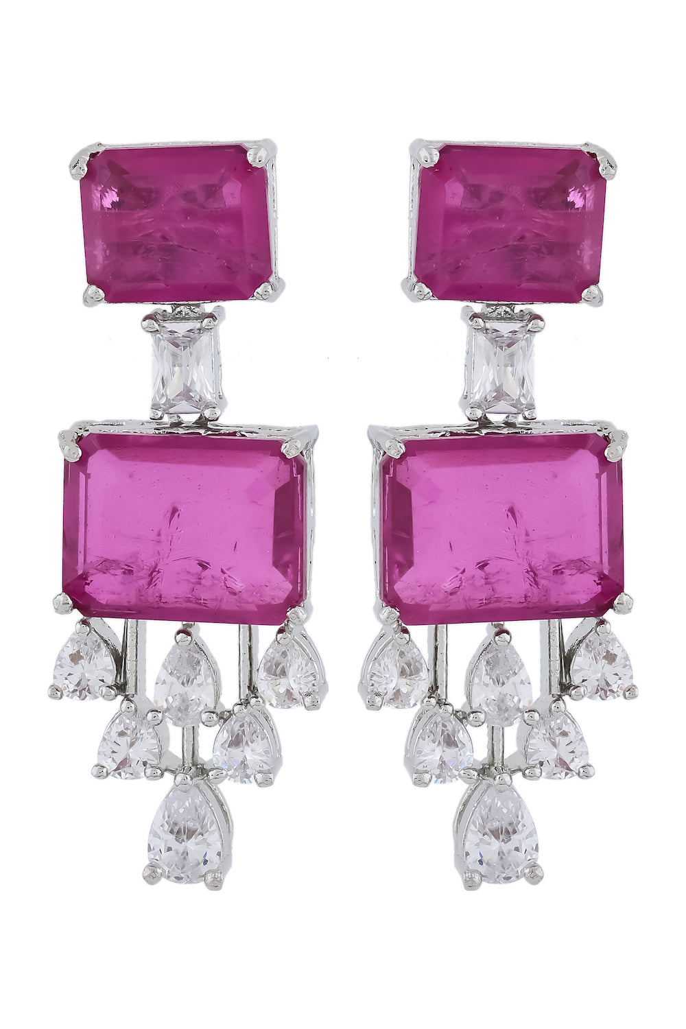 ruby pink diamond earrings