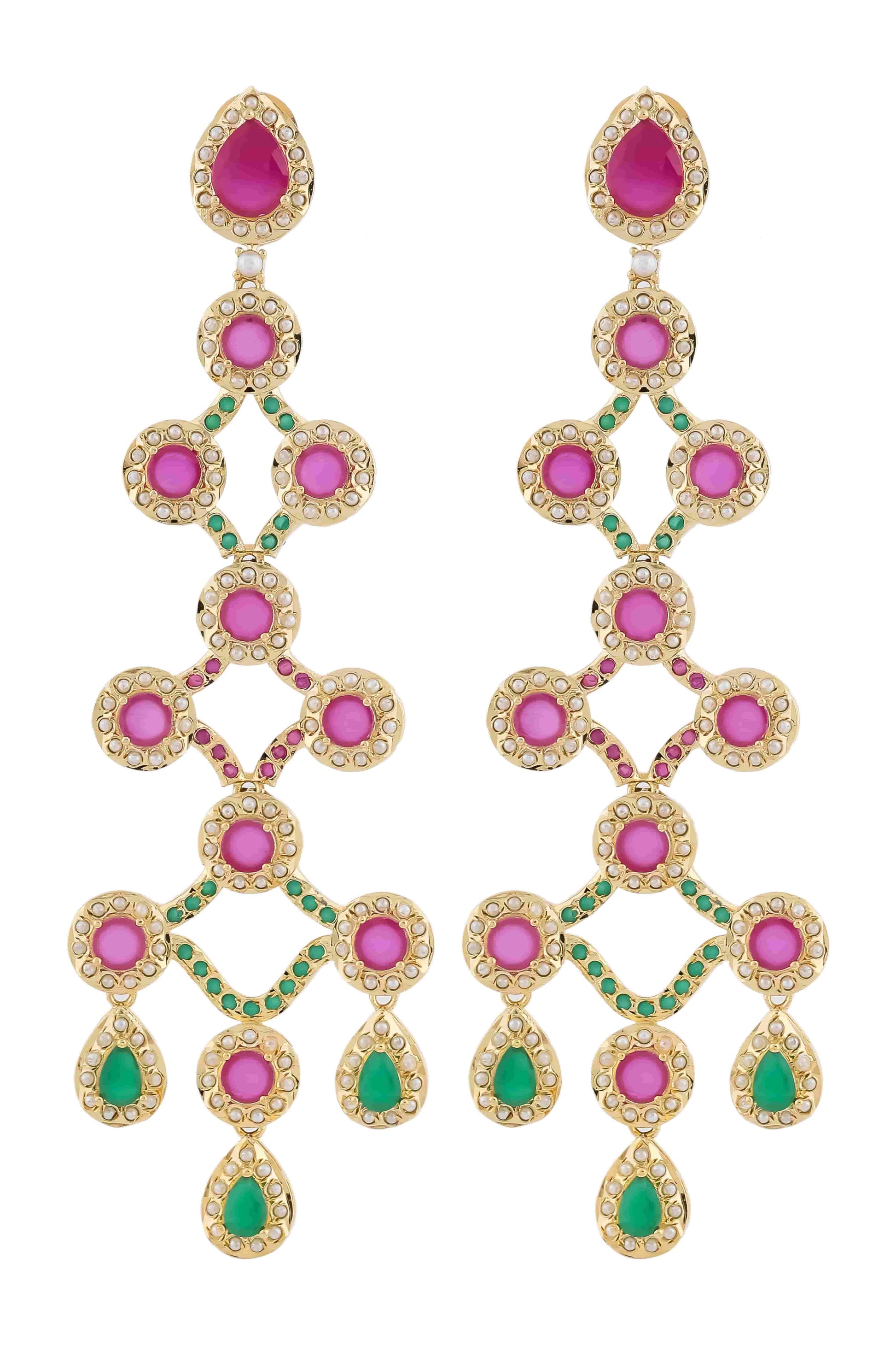 long Hyderabad cz earrings