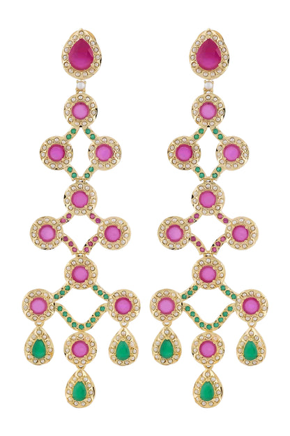 long Hyderabad cz earrings