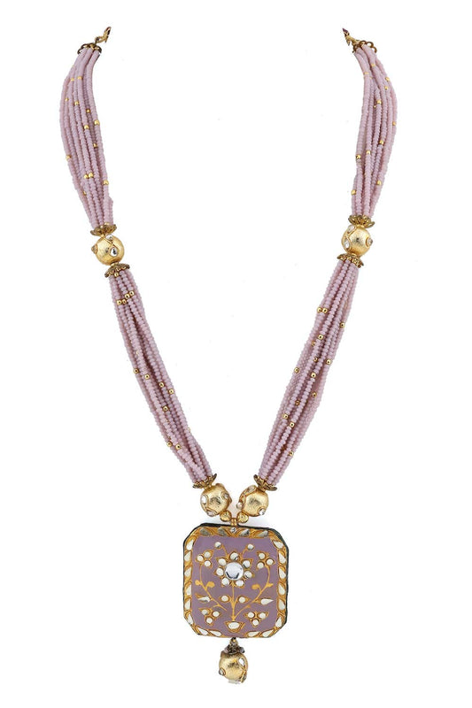 purple meenakari long necklace