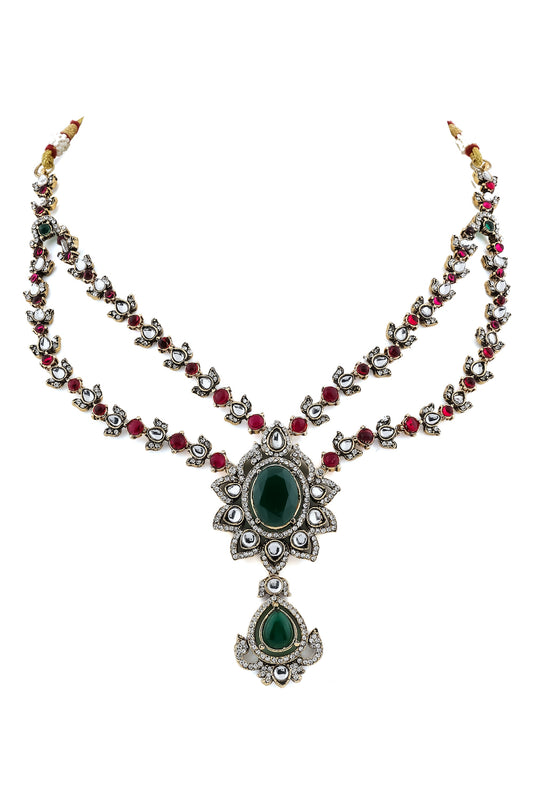 ruby kundan stone necklace