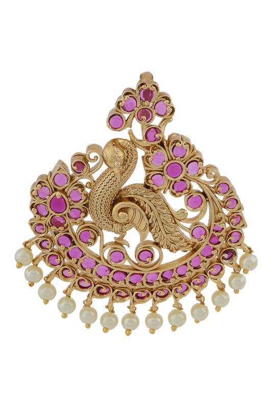 peacock gold kempu stone pendant earrings set