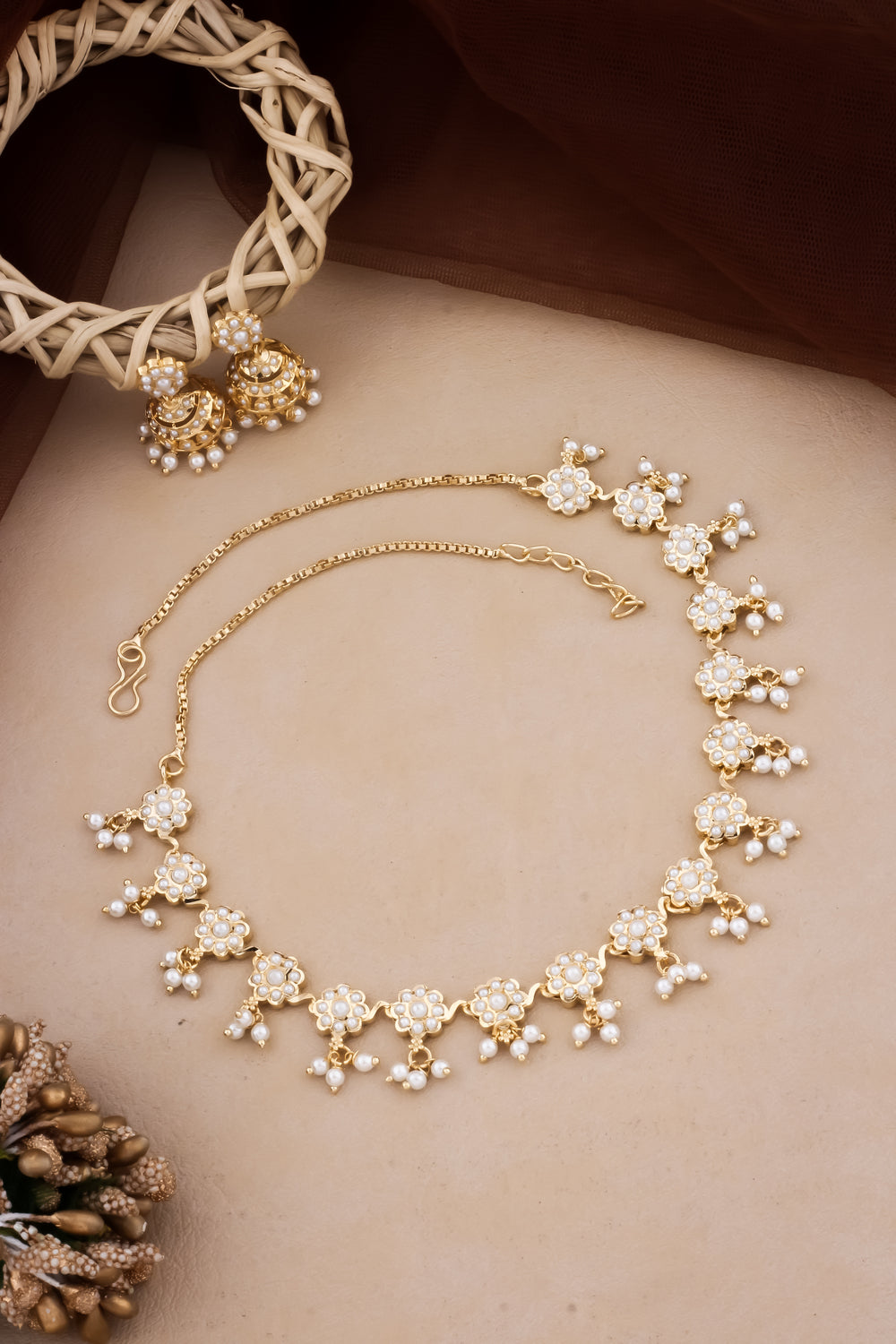 pearl necklace jhumka