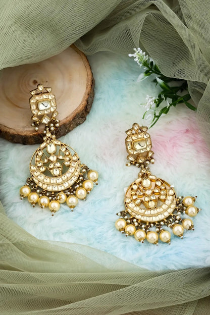 kundan drop earrings