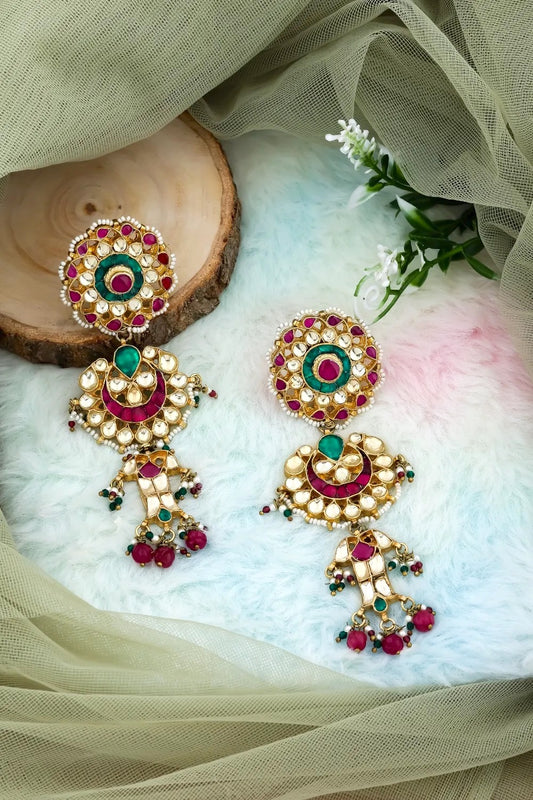 kundan long earrings