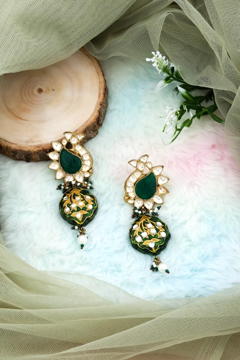 kundan drop earrings