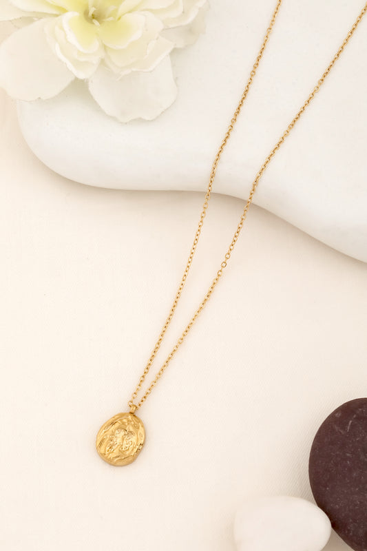 organic shape stainless steel pendant chain in gold finish minimal 250159