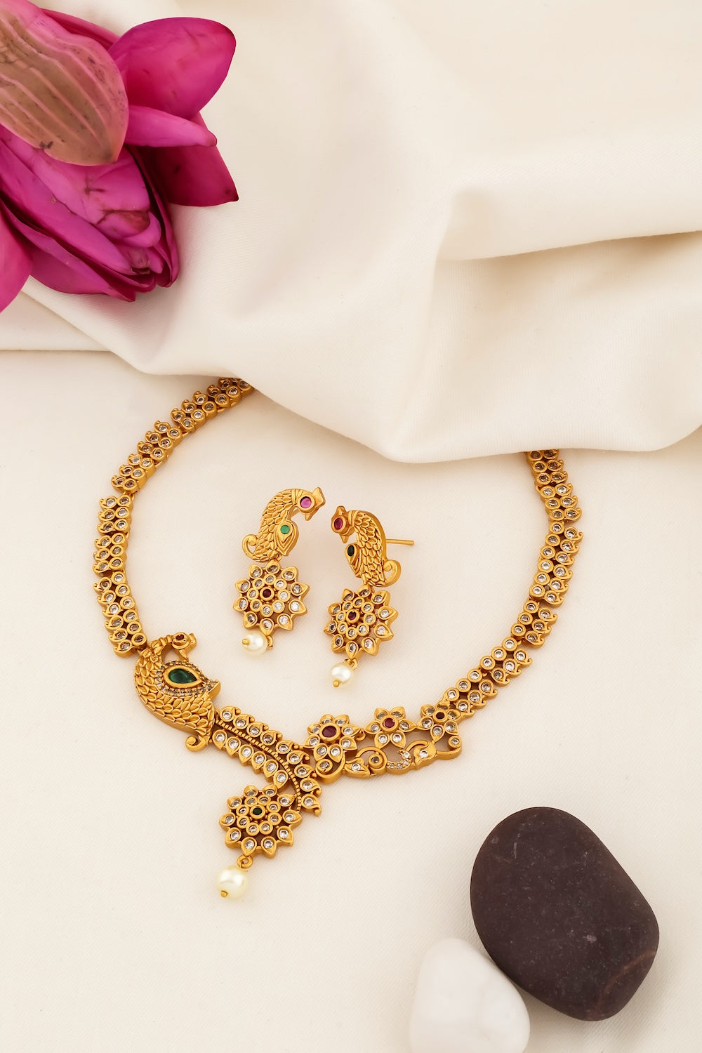 peacock gold necklace