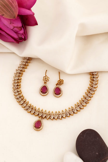 ruby delicate necklace set