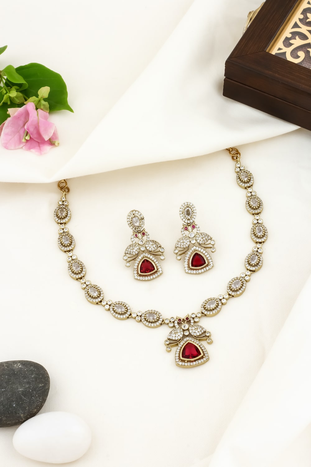 red gold necklace