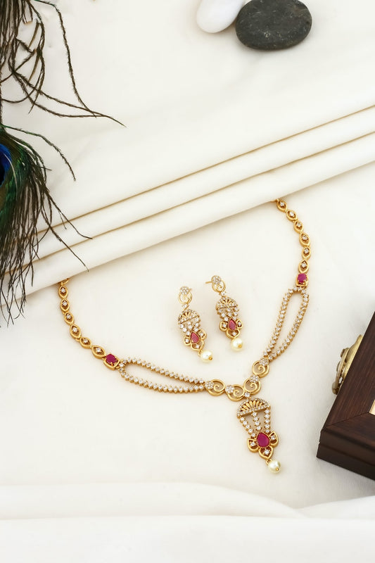 gold temple necklace set