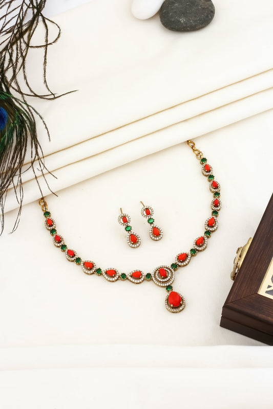 coral necklace set