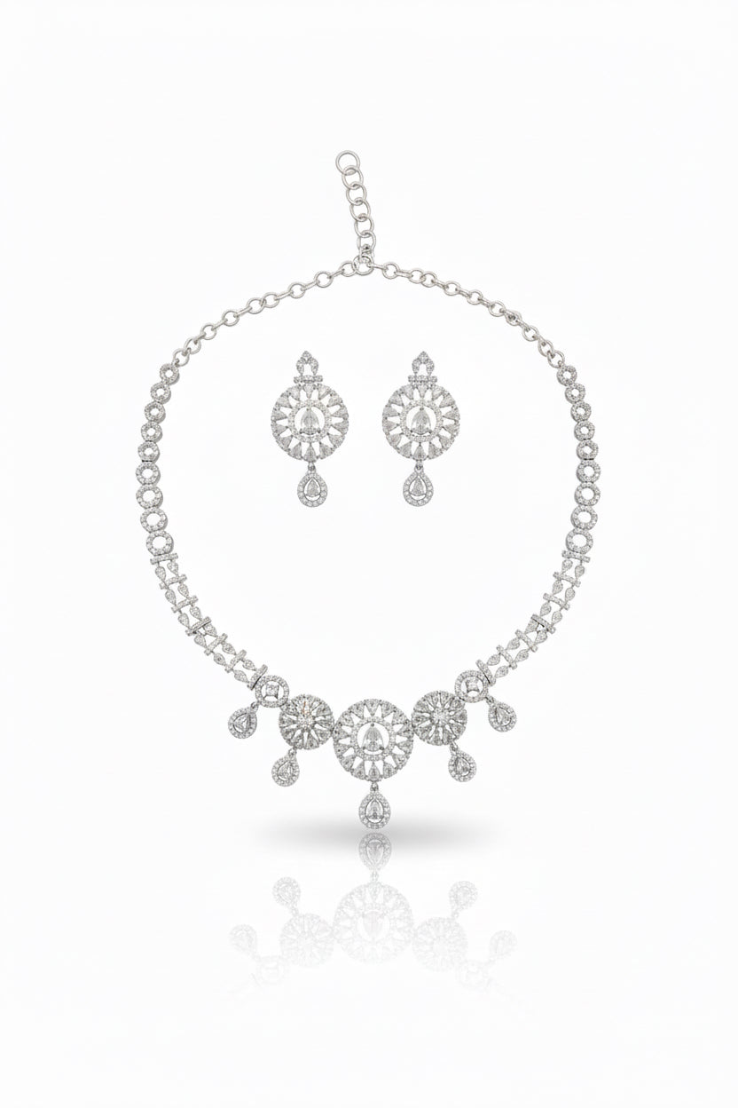 silver choker necklace set