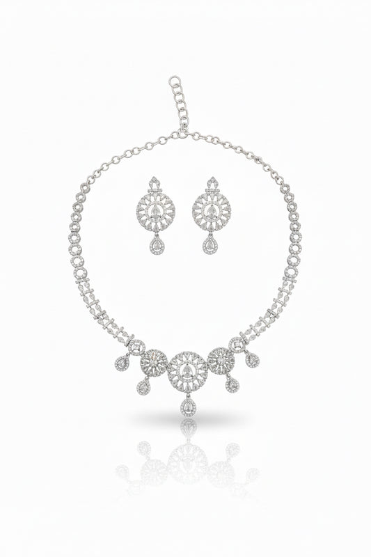 silver choker necklace set