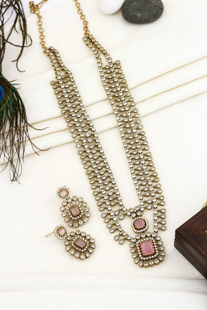 pink long necklace set