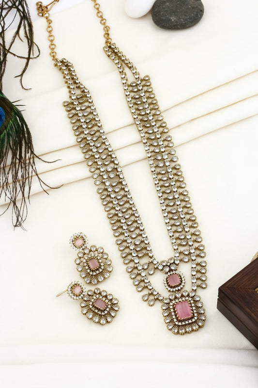 pink long necklace set
