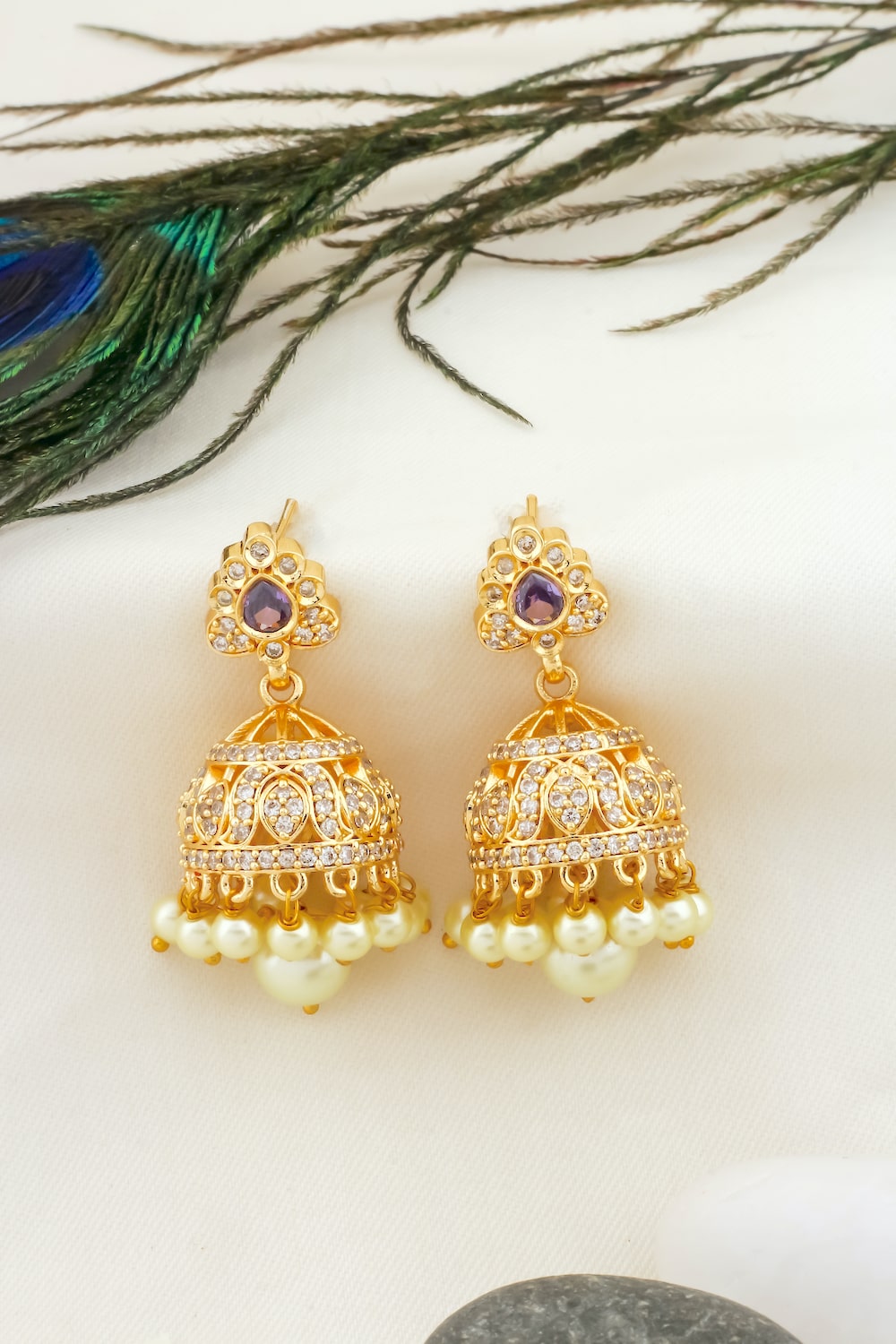 purple gold jhumka