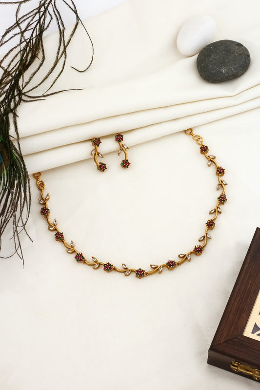 ad zirconia Gold zirconia delicate necklace set adchnes250130