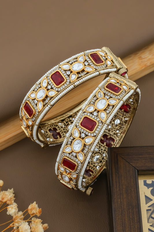jadau moissanite polki kundan openable bangle kadbn240505