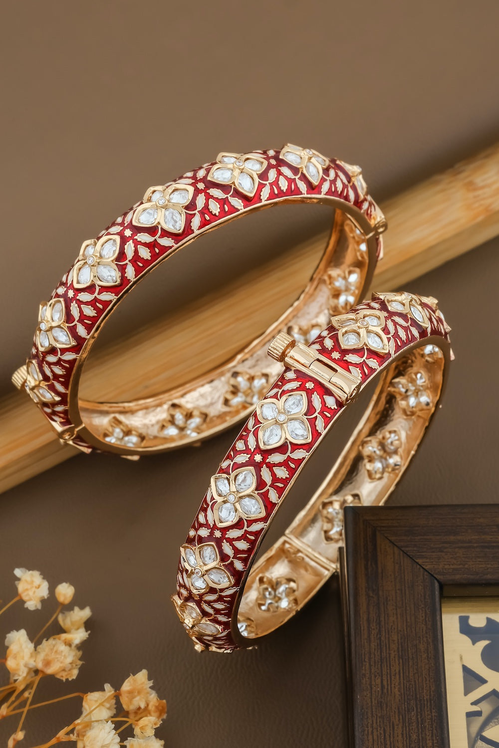 Red kundan bangles