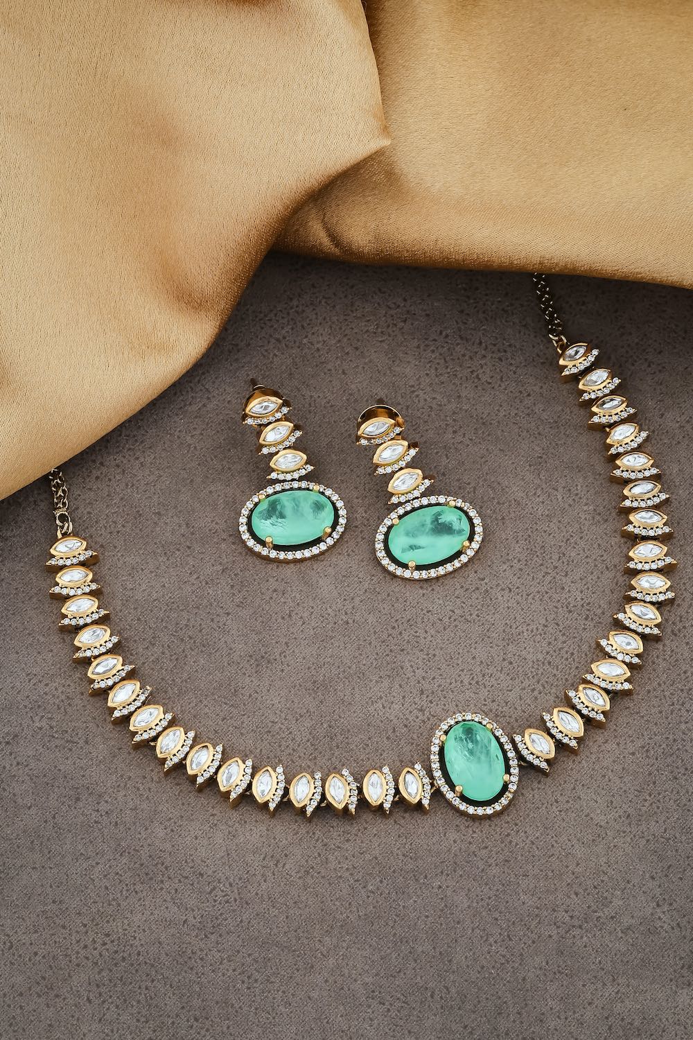 mint polki necklace set