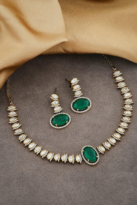 emerald poliki necklace set