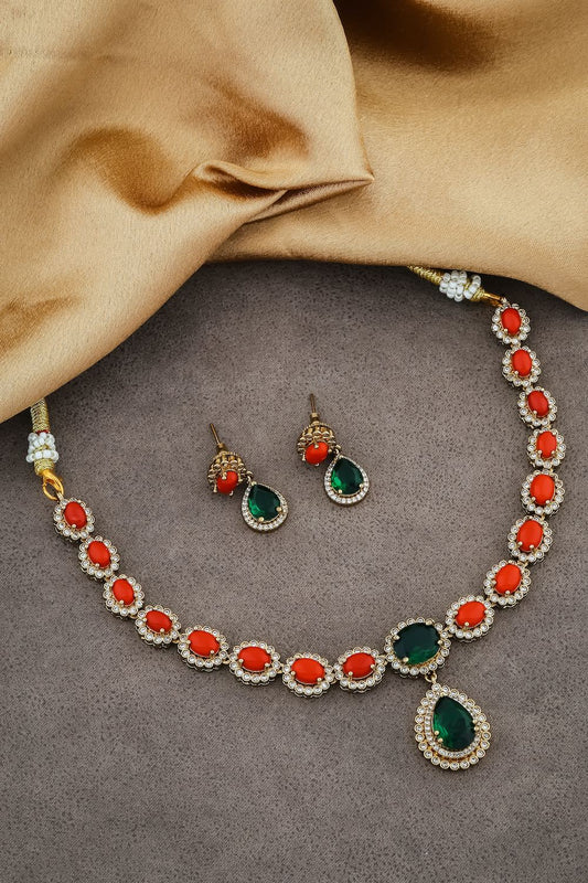red green diamond necklace