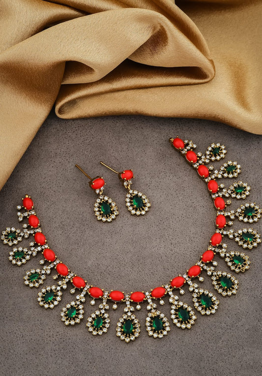 coral necklace set