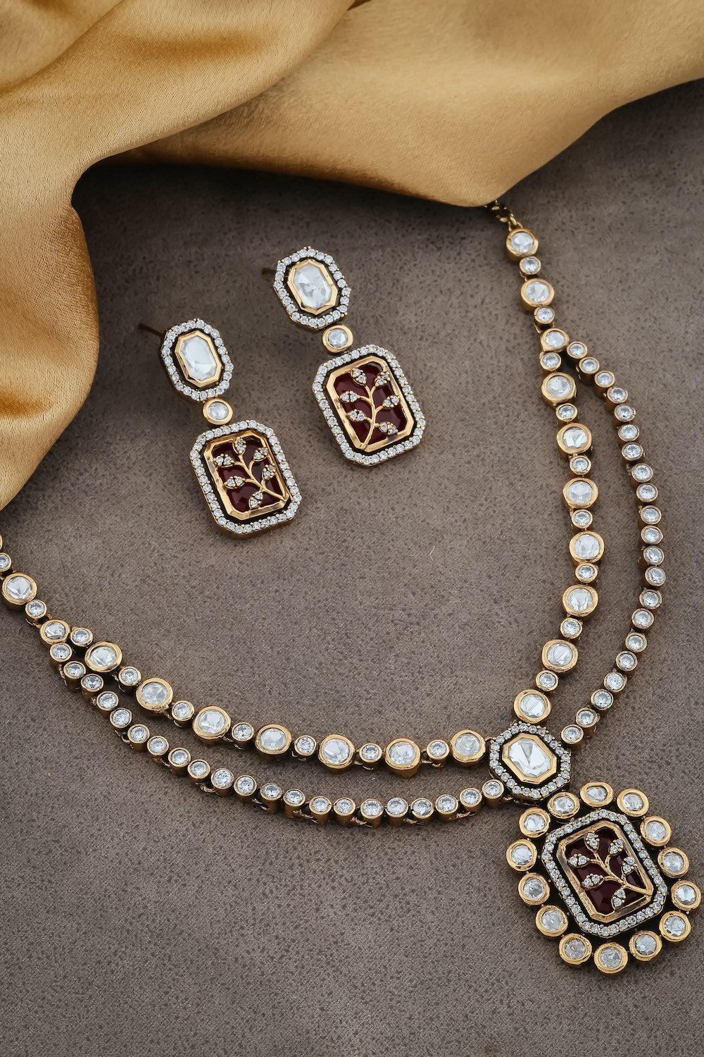 red multilayer kundan necklace