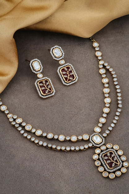 red multilayer kundan necklace