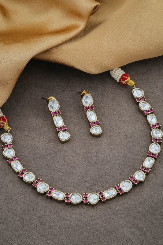 delicate polki necklace set