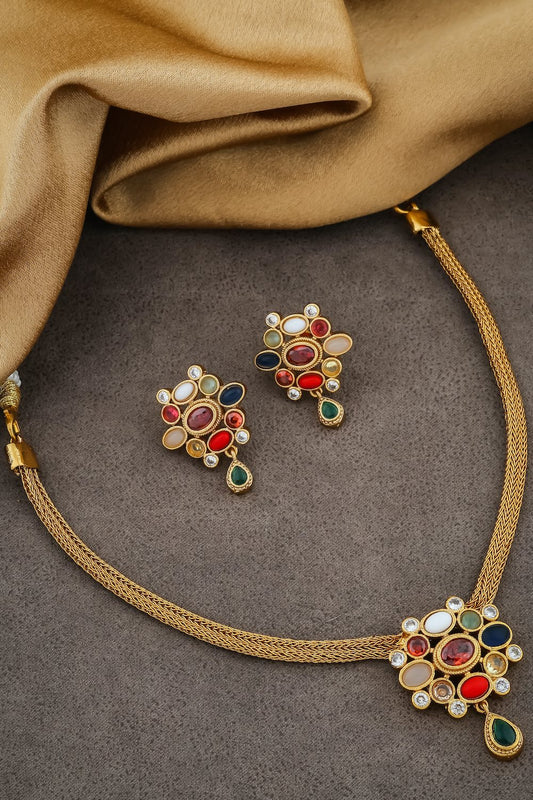 navratna pendant set