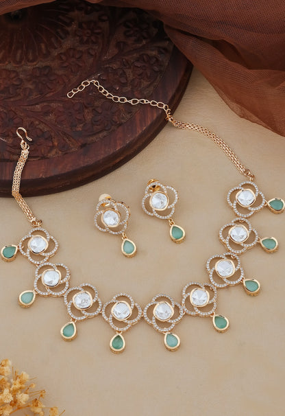 floral kundan neckacle