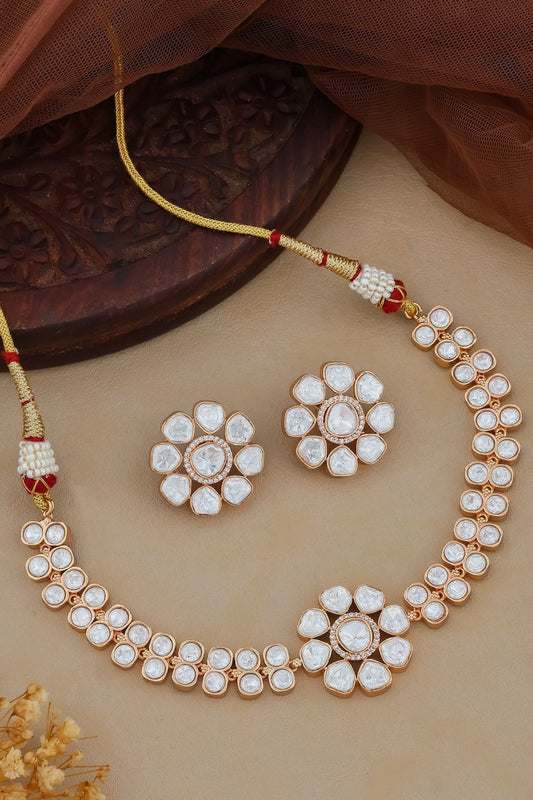 moissanite polki kundan  necklace set