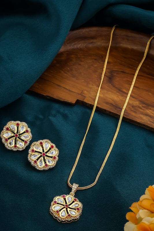 moissanite kundan pendant set