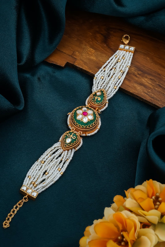 Jadau heritage inlay kundan bracelet kbr240494