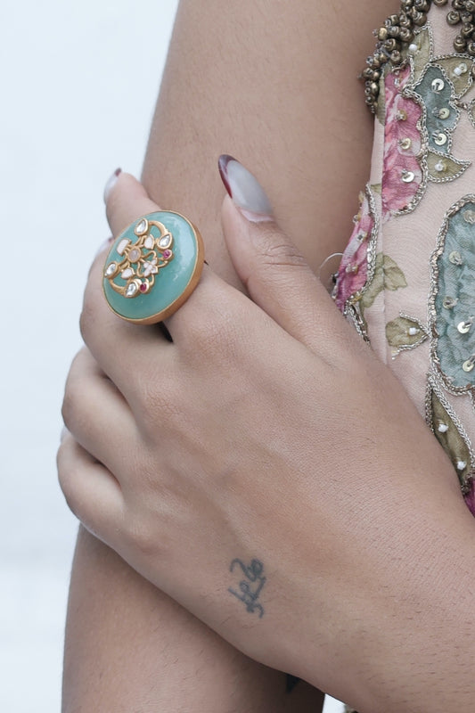 INLAY WORK STONE FINGER RING 