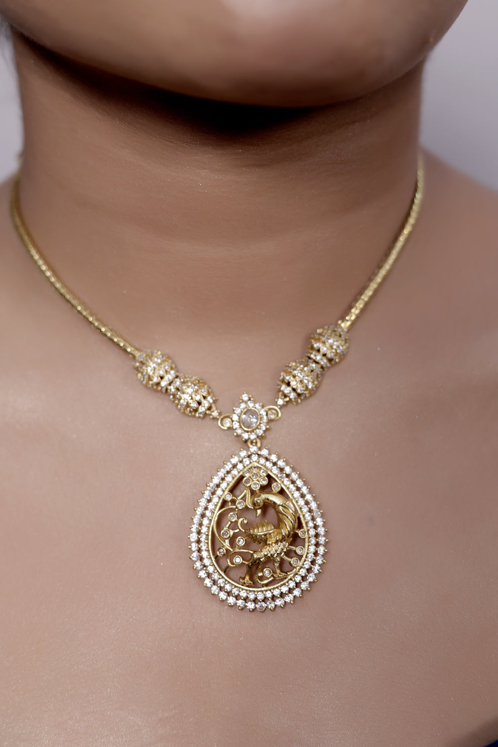 zirconia gold necklace set