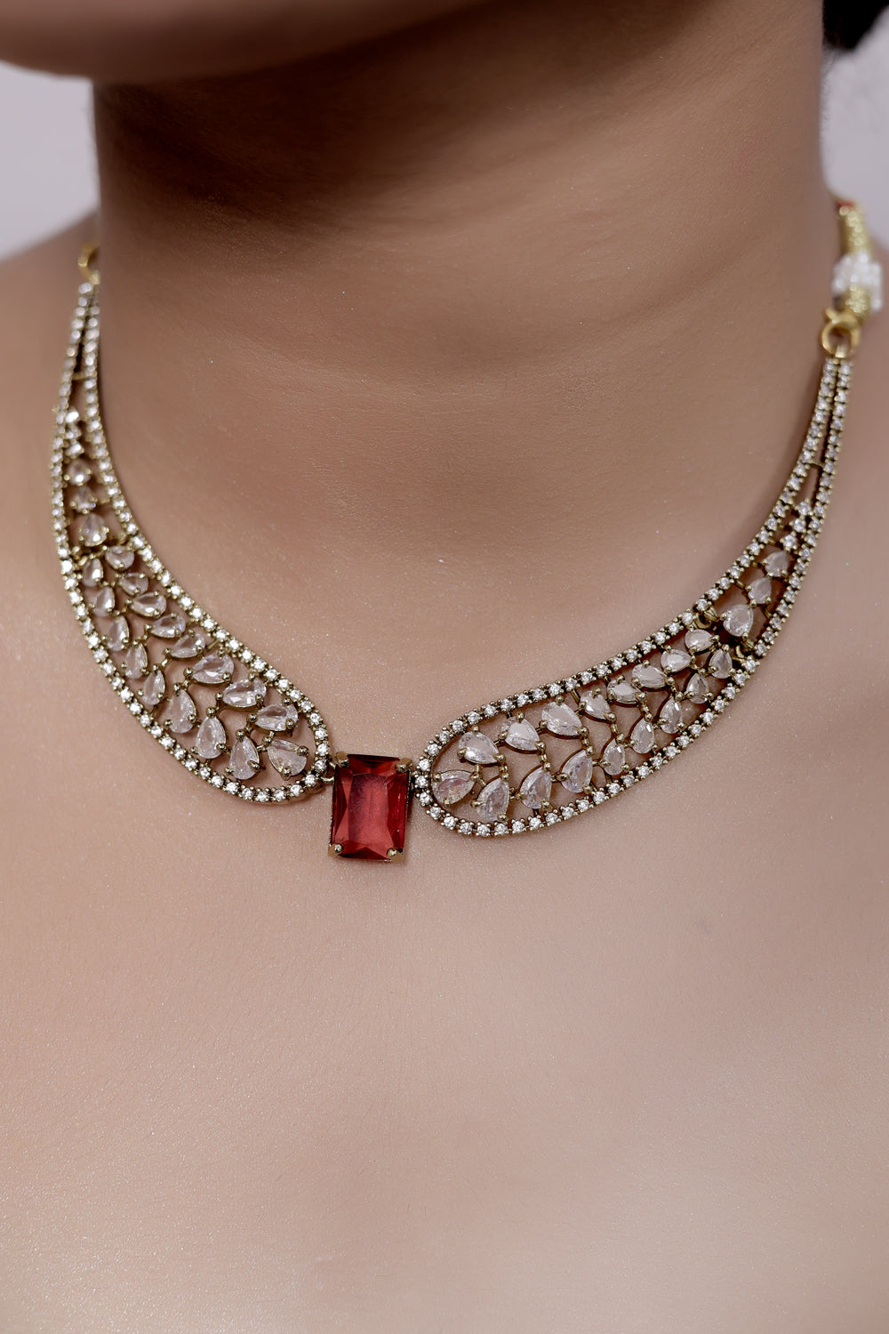 red cz chokers