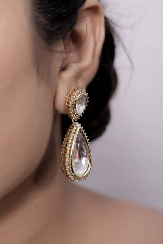 uncut polki diamond drop earrings