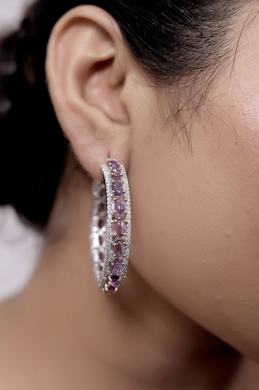 amethyst cz hoops