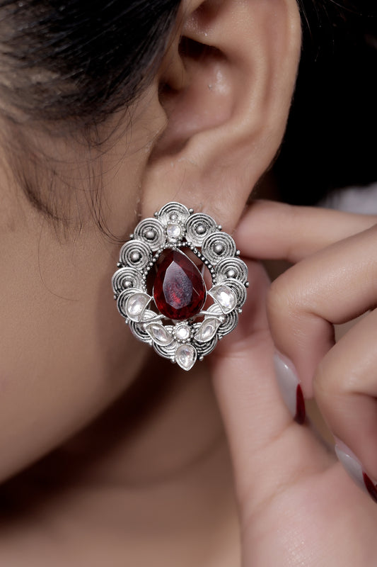 red doublet silver antique studs